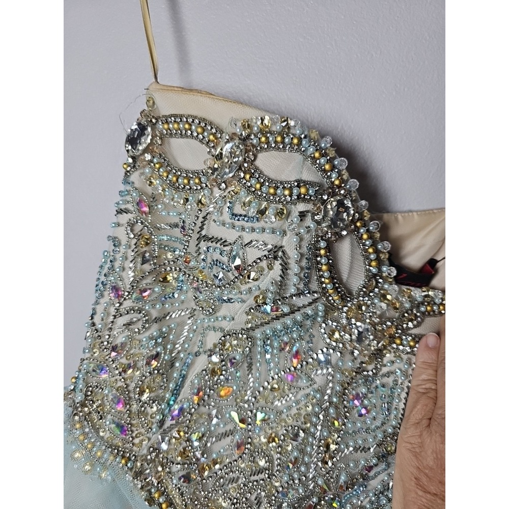Glamour by Terani Couture Strapless Beaded Prom Pageant Dress Sz 0 W/Flaws - Picture 8 of 16